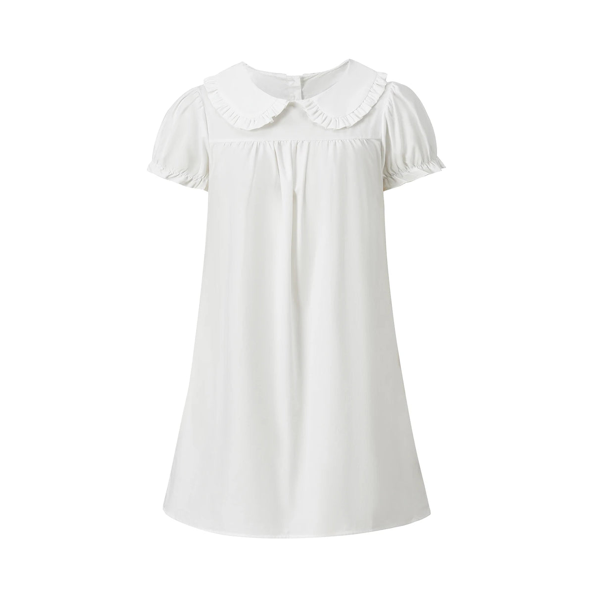 Women's Summer Doll Collar Blouse Short Sleeve A-Line Swing Shirts Solid Color Loose Ruffle Summer Casual Tops