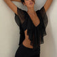 Ruffled Sexy Two Piece Set Women V Neck Sleeveless Tank Top Mini Skirt Matching Sets Female Club Party Dress Sets