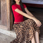 Patchwork Leopard Print Skirt Women Elastic Waist Classic Street Chic Summer Fashion Vacation Daily Leisure Clubwear