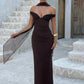 Scarf Collar Off-shoulder Sexy Maxi Dress Women Gown Fashion With Sleeve Strapless Backless Club Party Long Dresses