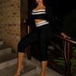 2 Piece Set Woman Contrast Patchwork Autumn Trend Low-Neck Full Sleeve Crop Tops+Skinny Peach Hip Long Pant Sexy Suit