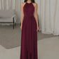 Women Halter Neck Sexy Maxi Dress Sleeveless Ruched Waist Draped Long Dress Elegant Evening Party Wedding Guest Dresses
