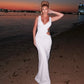 Side Cutout V Neck Sleeveless Long Dresses Black White Elegant Dresses Woman 2025 Luxury Party Gowns