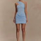One Shoulder Backless Sexy Mini Dress Women Fashion Off-shoulder Sleeveless Backless Draped Ruched Bodycon Club Dress