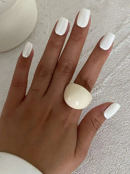 Vintage Irregular Smooth Resin Plastic Rings for Women New Trend Boho Geometric Finger Rings Aesthetic Party Jewelry