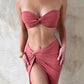 Elegant Strapless Sexy Two Piece Set Women Sleeveless Crop Top And High Split Skirt Matching Sets Party Dress Sets