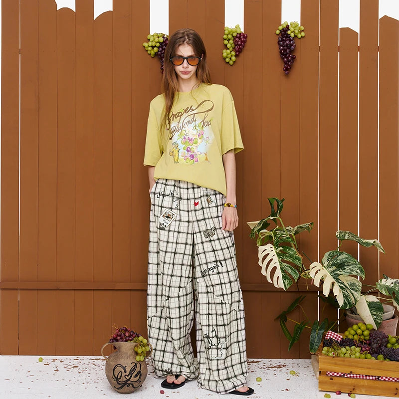 Graffiti Animal Print T-Shirt, Letter Graphic Loose Oversized Tee, Casual Short Sleeve Top for Women