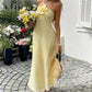Women's 3D Flower Halter Maxi Dress Crinkled Textured Fabric Sleeveless Flowy Long Dress for Casual Summer Wear