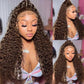 220% 13x4 Chocolate Brown HD Lace Front Wig 13x6 Deep Water Wave Lace Frontal Wig PrePlucked Colored Brown Kinky Curly Wet And Wavy Human Hair Wigs For Black Women