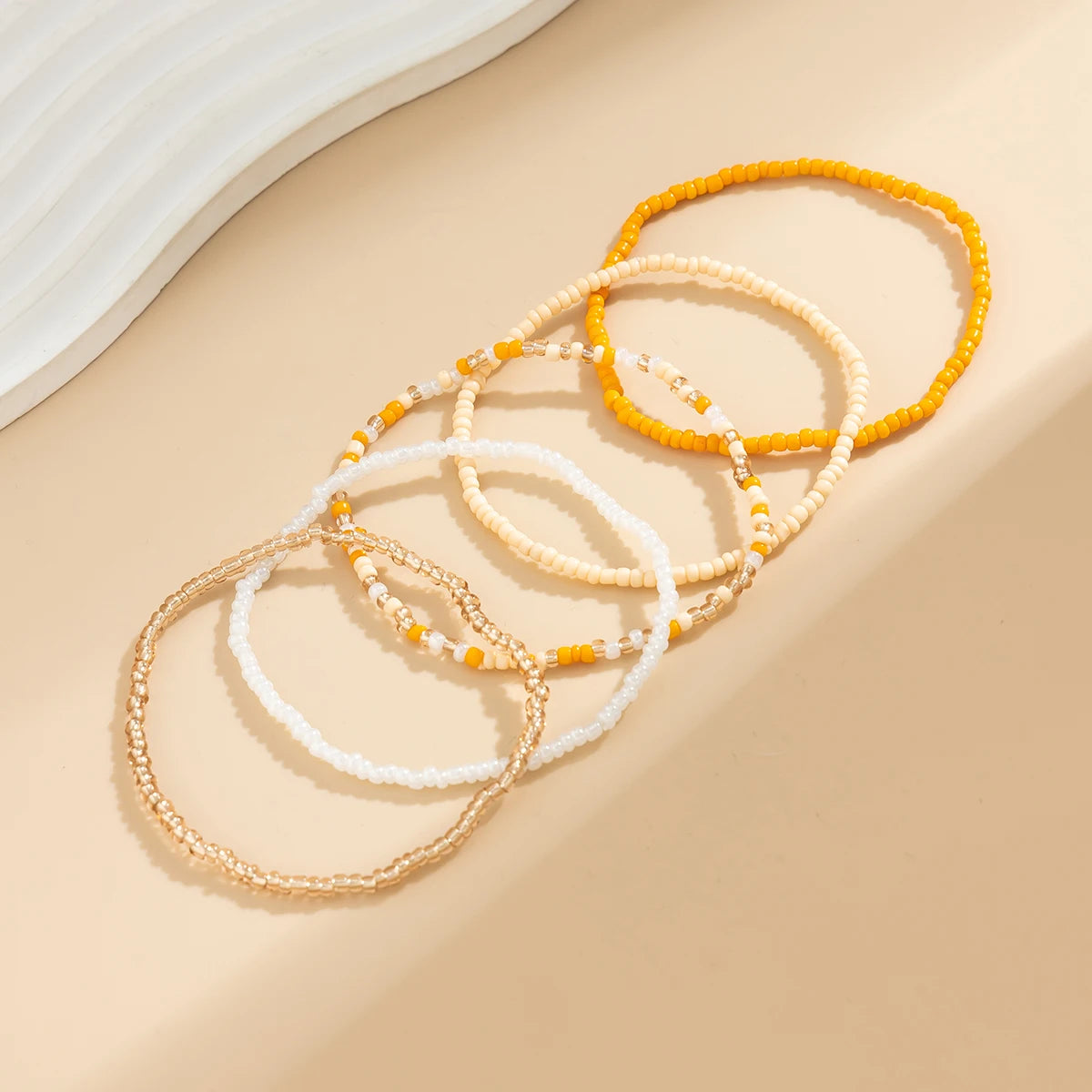 Boho Colorful Seed Beads Anklet Set for Women Summer Beach Simple Elastic Chain Bracelet Barefoot Ankle on Leg Jewelry