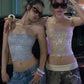 Sexy Sequin Applique Tank Top Women Fashion Classic Sleeveless Stretch Skinny Party Clubwear Hottie Street Chic Vest