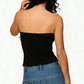 Women Tube Tops Strapless Sleeveless Slim Fit Studded Decor Summer Going Out Crop Vest Party Club Rave Clothes