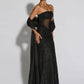 Sparkle Strapless Draped Sexy Maxi Dress Women Elegant Off-shoulder Sleeveless Backless Ruched Club Party Long Dress