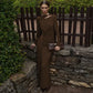 Long Sleeve Hollow Pleated Maxi Dress Elegant Evening Gown Dresses Woman Fall Winter Clothes