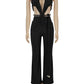 Hollow Jumpsuit Women Halter Chest Wrapped Waistless Backless Bandage Appliques Sexy Hottie High Street Hipster Overalls