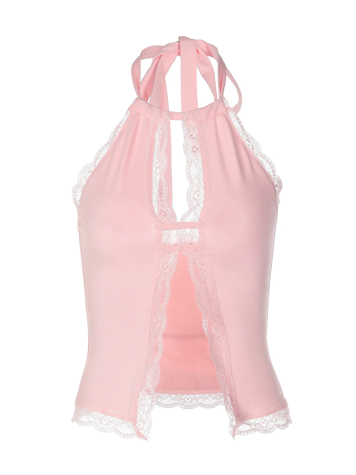 Sexy Lace Trim Hollow Out Halter Top Women's Tanks Camis White Summer Clothes for Woman 2026