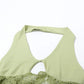 Green Lace Spliced Sheer Maxi Dress Beach Woman Elegant Sexy Vacation Backless Long Dresses Summer