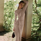 Long Sleeve Hollow Pleated Maxi Dress Elegant Evening Gown Dresses Woman Fall Winter Clothes