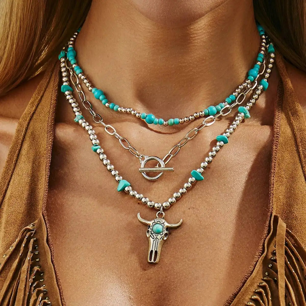 4Pcs/Set Bohemia Imitation Pearl Fishtail Pendant Chokers Necklace for Women Y2K Exquisite Beaded Neck Chain Jewelry Set