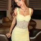 Elegant Lace Mini Dress Women Summer Fashion V Neck Sleeveless Backless Slinky Ruched Club Party Dress Female Clothes