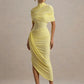 Half Sleeve Backless Ruched Sexy Maxi Dress Women Summer New Turtleneck Slim High Waist Evening Club Party Long Dress