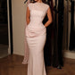 Women Mermaid Evening Maxi Dress Sheer Mesh Cap Sleeve Ruched Bodycon Formal Prom Gown Wedding Guest Party Dress