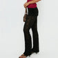 Women's Lace Flare Pants Fold Over Waistband Partial Lining Sheer Floral Bell Bottoms Fashion Vintage Streetwear