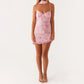 Sequin Beaded Cami Mini Dress Sexy Front V Neckline Sleeveless Short Dresses for Women Backless Criss Cross Straps Dress