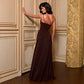 One Shoulder Backless Maxi Dress Brown Yellow Elegant Evening Gown Dresses Woman Wedding Party Attire