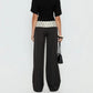 Elegant Office Ladies Wide Leg Trousers Plus Size High Rise Polka Dot Waist Tie Black Loose Work Wear Business Pants