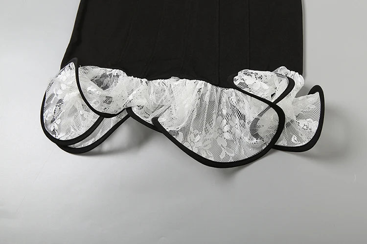 Y2K Sexy Sweet Style Mini Dress Women Square Collar Contrast Mesh Patchwork Ruched Hem Birthday Party Fashion Outfits