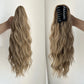 Synthetic Claw Clip Ponytail 18Inch Long Wavy Black Brown Heat Resistant Type Layered Horse Tail  Hair Extension