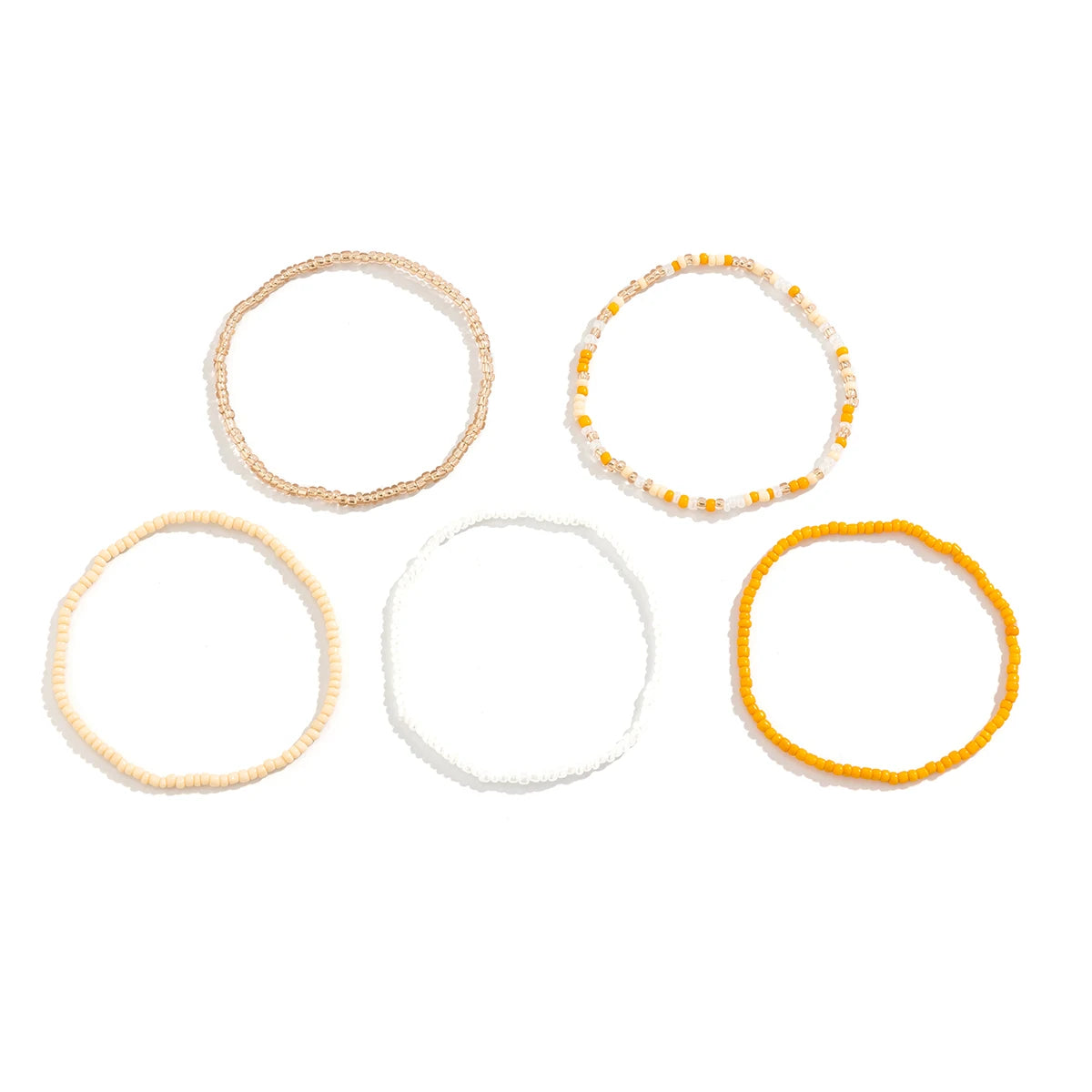 Boho Colorful Seed Beads Anklet Set for Women Summer Beach Simple Elastic Chain Bracelet Barefoot Ankle on Leg Jewelry