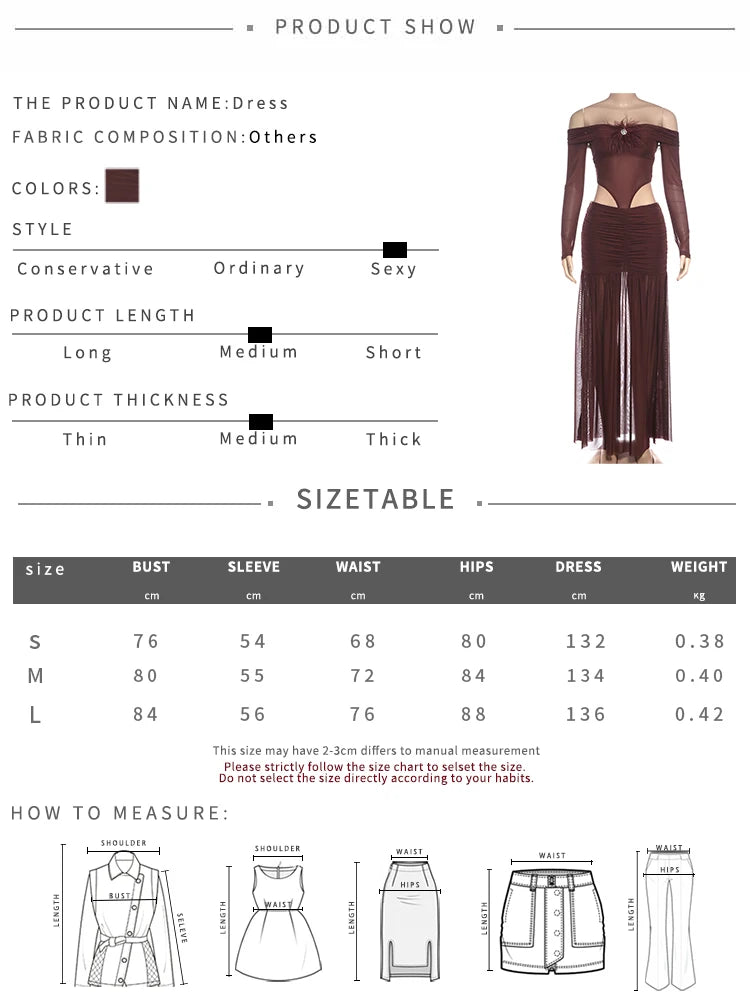 Waistless Long Dress Woman Mesh Patchwork 3d Furry Decoration Slash Neck Backless Street Fashion Ruched Elegant Vestidos