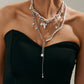 2Pcs/Set Bohemia Imitation Pearl Long Tassel Pendant Choker Necklace for Women Sexy Chest Chain Wedding Neck Jewelry