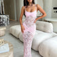 Lace Spaghetti Strap Sexy Maxi Dress Women Elegant See Through Sleeveless Backless Ruched Slinky Club Party Long Dress