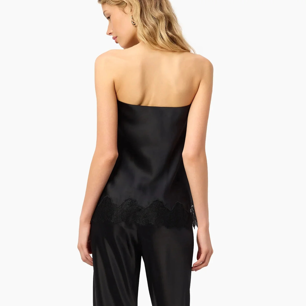 Women Satin Tube Top Y2k Silk Strapless Crop Top Flowy Lace Trim Bandeau Tops Loose Backless Going Out Layering Shirt