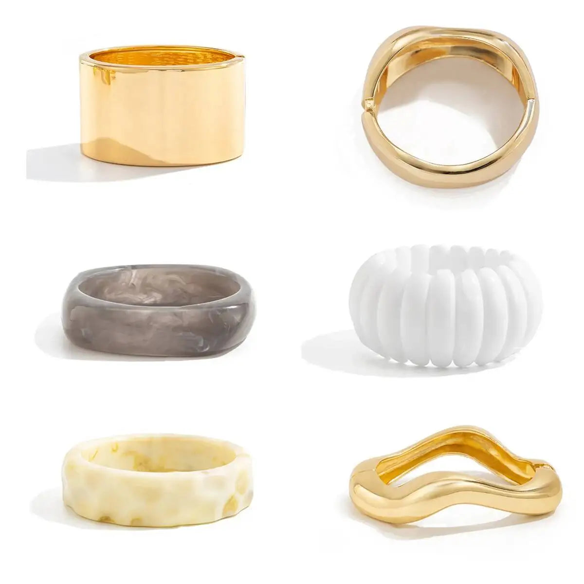 6 Style Exaggerated Irregular Chunky Acrylic Resin Wide Bracelet Trend Creative Stackable Spring Bangle Grunge Rock Jewelry