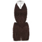 Ruffles Patchwork Women 2 Piece Set Sexy Thin Halter Backless Camisole+Mini Skirts Matching Clubwear Midnight Outfits