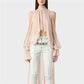 Chic Halter Neck Chiffon Blouse for Women Tie Back Asymmetrical Hem Flare Sleeve Sheer Mesh Top Casual Summer Party Club