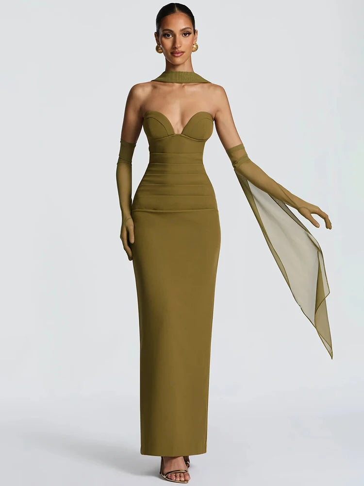 Off-shoulder Backless Sexy Maxi Dress Women Gown Elegant Zipper Halter Sleeveless Bodycon Club Party Long Dresses