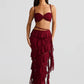 Summer Lace Sexy Two Piece Sets Women Fashion Strapless Crop Tops And Maxi Skirt Female Elegant Beach Party 2 Piece Set