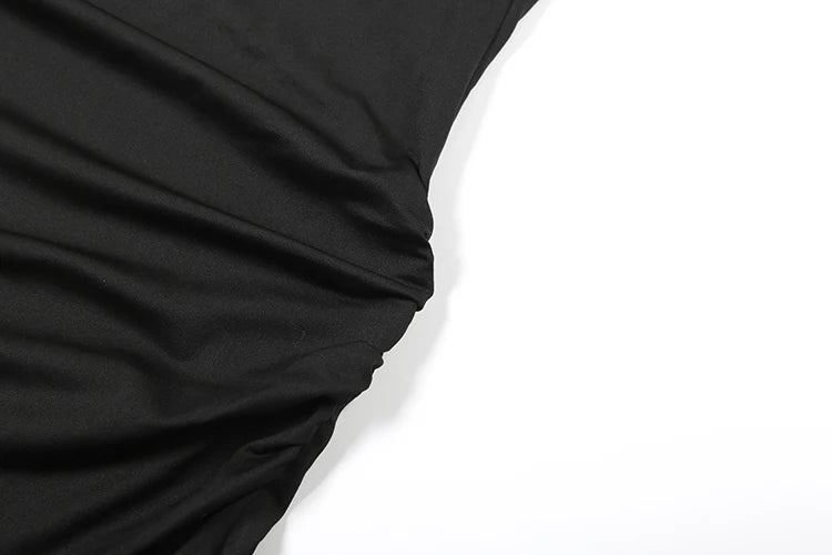 Mesh Patchwork Long Dress Women Inclined Shoulder Backless Sleeveless Midnight Prom Party Ruched Elegant Vestidos