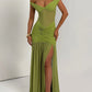 Off-shoulder Backless Sexy Maxi Dress Women Gown Halter Sleeveless Backless Thigh High Split Club Party Long Dress