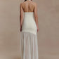Hollow Out Halter Backless Sexy Maxi Dress Women Gown Elegant Patchwork V Neck Sleeveless Bodycon Club Party Long Dress