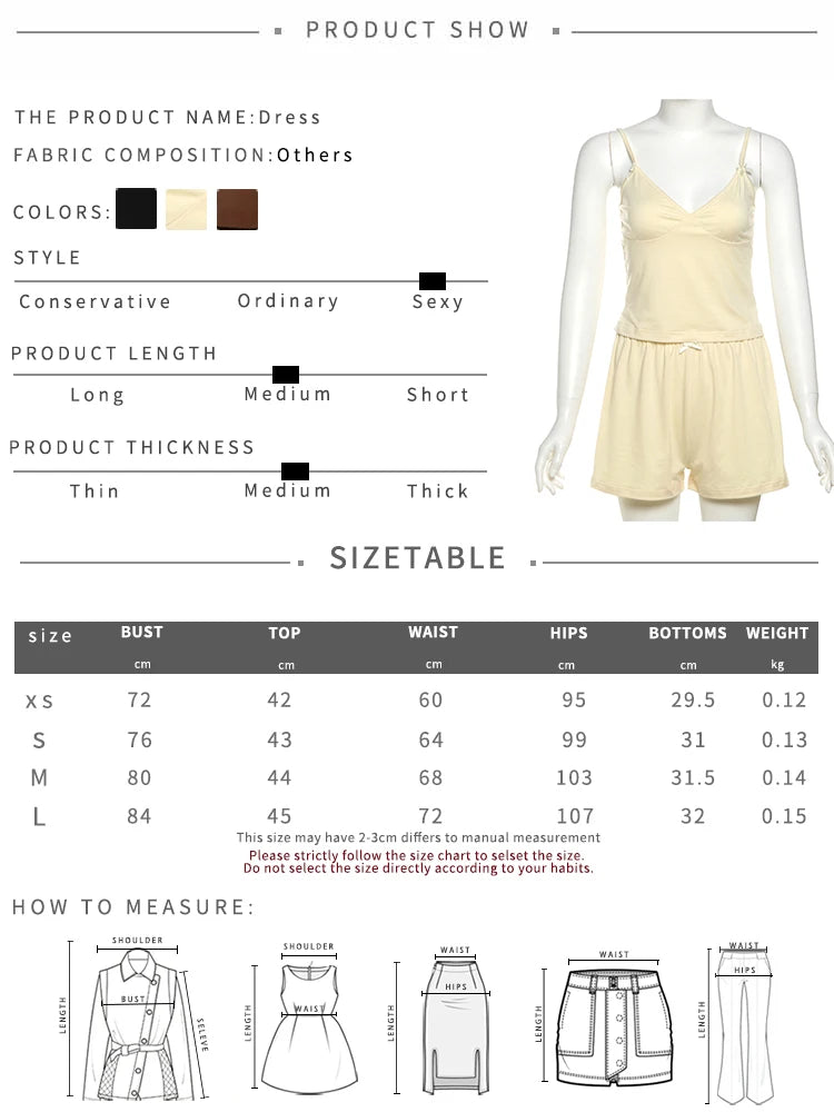 Sporty Streetwear Women Trend Simple 2-Piece Set Trend Fashion Bow Appliques Low Chest Camisole+Shorts Hottie Suits