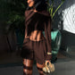 Asymmetrical Cutout One Shoulder Mini Dress Fall 2025 Fashion Long Sleeve Dresses Brown Sexy Club Outfits