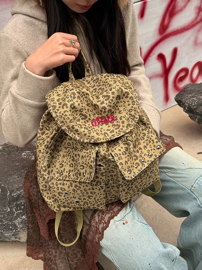 Leopard Print Large Capacity Backpack Summer Backpack Lightweight School Bag for Women