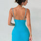 Mesh Patchwork Sling Dress Woman Sexy Shiny Sequin Low-Neck Backless Skinny Peach Hip Midnight Club Party Bodycon
