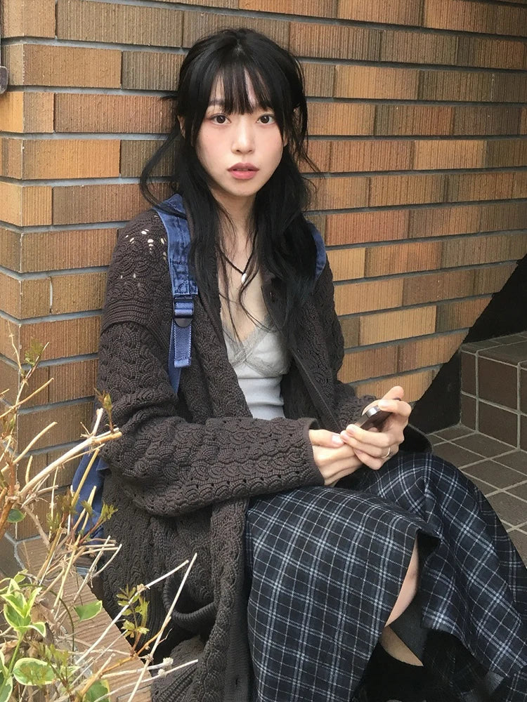 Classic Basics Sweater Women Autumn Casuals Long Sleeve Button Pocket   Elastic Streewear Daily Simple Trend Coat